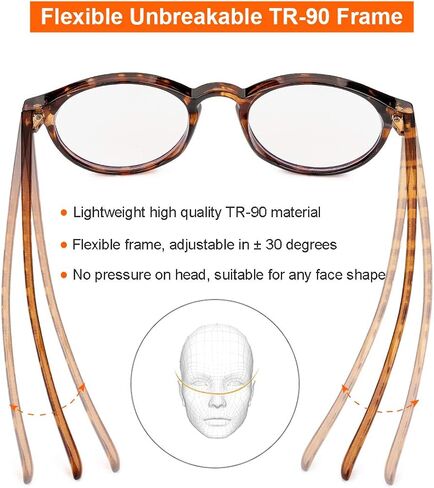 نظارات Gleyemor Blue Light للرجال والنساء، نظارات كمبيوتر بإطار دائري عتيق in Kuwait