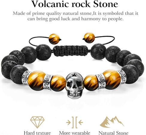 Lava Rock Bracelets for Men, Lava Rock 10mm Handmade Bead Bracelet Men Healing Protection Essential Oil Mens Bracelet Gift Bring Luck and Prosperity and Happiness in Saudi Arabia
