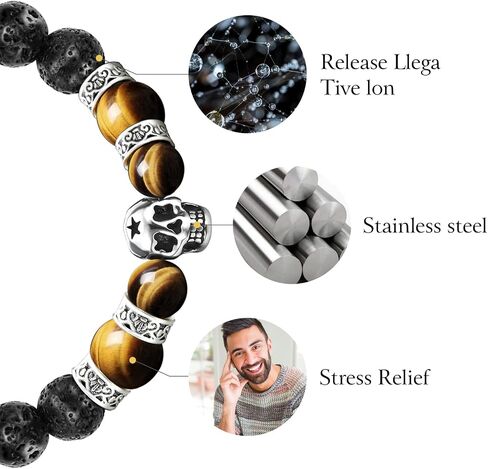 Lava Rock Bracelets for Men, Lava Rock 10mm Handmade Bead Bracelet Men Healing Protection Essential Oil Mens Bracelet Gift Bring Luck and Prosperity and Happiness in Saudi Arabia