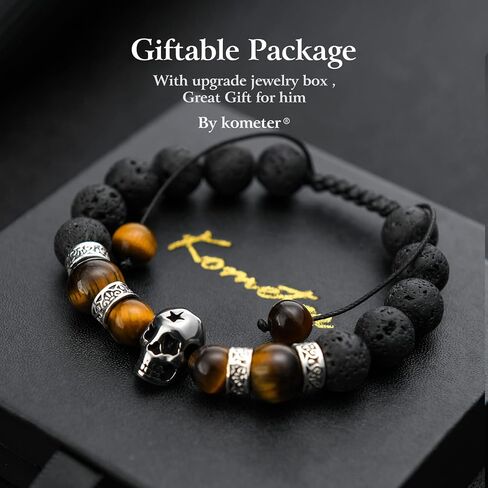 Lava Rock Bracelets for Men, Lava Rock 10mm Handmade Bead Bracelet Men Healing Protection Essential Oil Mens Bracelet Gift Bring Luck and Prosperity and Happiness in Saudi Arabia