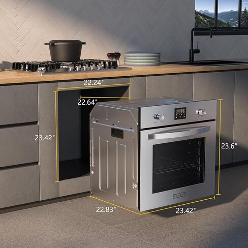 Empava Single Liquid Propane Gas Wall Oven 24 in. 2.3 cu. Ft. Bake Broil Rotisserie Functions with Mechanical Controls and Digital Timer and Convection Fan in Stainless Steel, Silver in Saudi Arabia