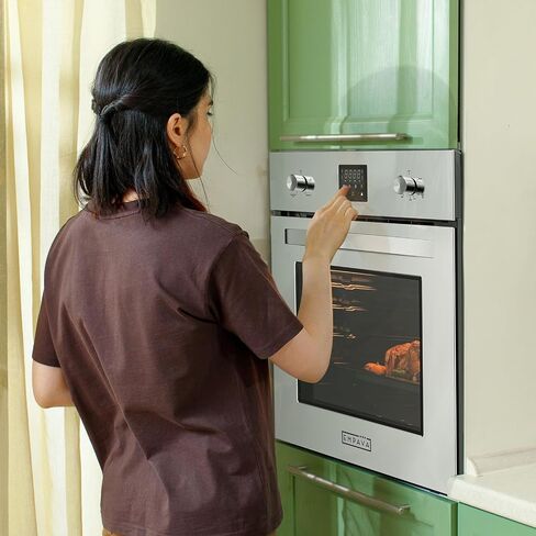 Empava Single Liquid Propane Gas Wall Oven 24 in. 2.3 cu. Ft. Bake Broil Rotisserie Functions with Mechanical Controls and Digital Timer and Convection Fan in Stainless Steel, Silver in Saudi Arabia