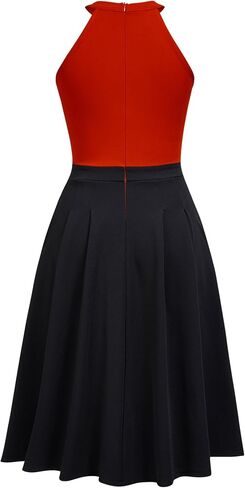 FORTRIC Women Patchwork Sleveless Wedding Party Cocktail Evening Swing Dress in Saudi Arabia