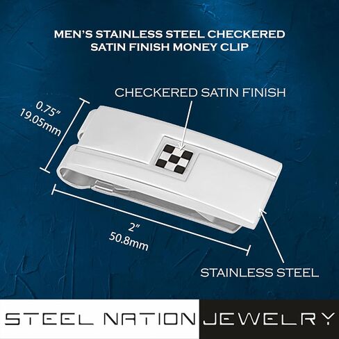 Men’s Stainless Steel Checkered Satin Finish Money Clip - Sleek, Durable, and Stylish Accessory in Saudi Arabia