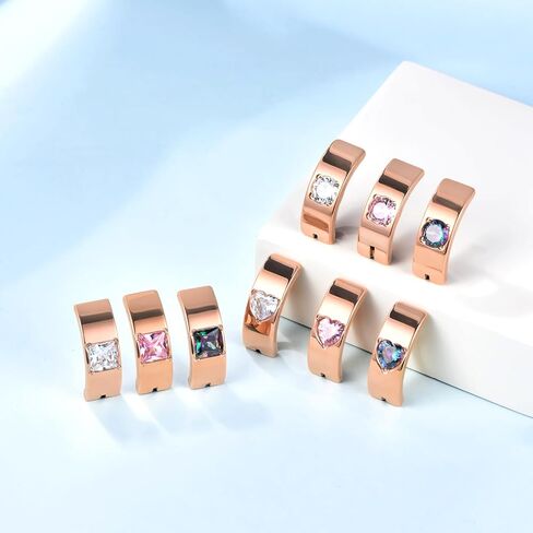 Gabry&jwl Cut Clicker Belly Button Rings for Women Heart Round Square CZ Belly Rings Hypoallergenic Reverse Curved Hoop Navel Barbell Piercing Jewelry in Kuwait