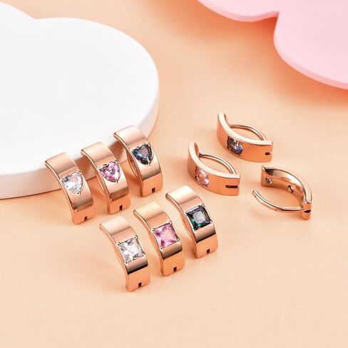 Gabry&jwl Cut Clicker Belly Button Rings for Women Heart Round Square CZ Belly Rings Hypoallergenic Reverse Curved Hoop Navel Barbell Piercing Jewelry in Kuwait