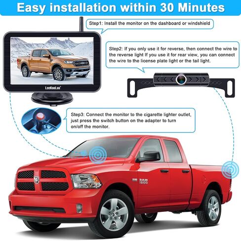LeeKooLuu Wireless Backup Camera 5 Inch Rear View Monitor Kit HD 1080P Bluetooth Reverse Cameras for Truck Car Van Camper Two Channels Waterproof Night Vision DIY Parking Guide Lines LK2 in Saudi Arabia