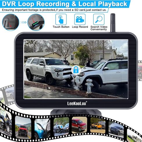 LeeKooLuu Wireless Backup Camera 5 Inch Rear View Monitor Kit HD 1080P Bluetooth Reverse Cameras for Truck Car Van Camper Two Channels Waterproof Night Vision DIY Parking Guide Lines LK2 in Saudi Arabia