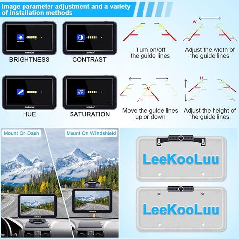 LeeKooLuu Wireless Backup Camera 5 Inch Rear View Monitor Kit HD 1080P Bluetooth Reverse Cameras for Truck Car Van Camper Two Channels Waterproof Night Vision DIY Parking Guide Lines LK2 in Saudi Arabia