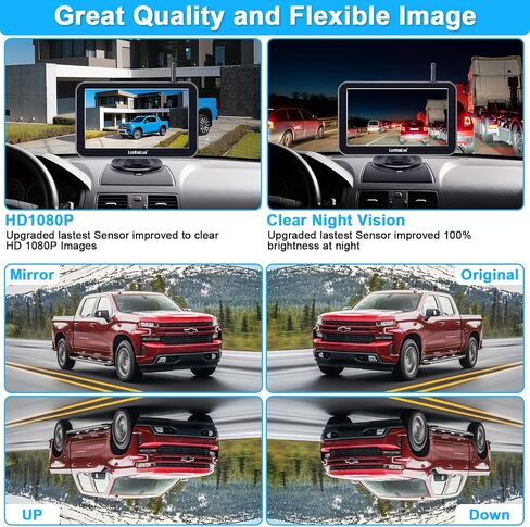 LeeKooLuu Wireless Backup Camera 5 Inch Rear View Monitor Kit HD 1080P Bluetooth Reverse Cameras for Truck Car Van Camper Two Channels Waterproof Night Vision DIY Parking Guide Lines LK2 in Saudi Arabia