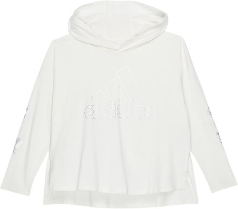 adidas Girls' Little Long Sleeve Hooded Graphic Tee, Black with Multicolor, 5 in Kuwait