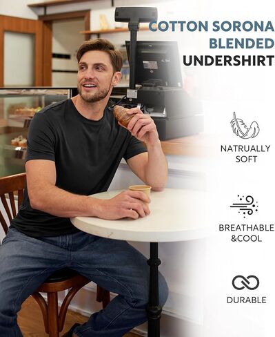 DAVID ARCHY Men's Undershirt Sorona Cotton Moisture-Wicking T-Shirts Stretch Crewneck Tees for Men 3-Pack in Kuwait