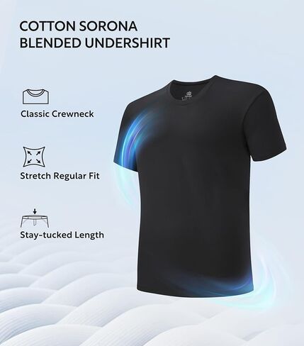 DAVID ARCHY Men's Undershirt Sorona Cotton Moisture-Wicking T-Shirts Stretch Crewneck Tees for Men 3-Pack in Kuwait
