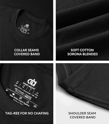 DAVID ARCHY Men's Undershirt Sorona Cotton Moisture-Wicking T-Shirts Stretch Crewneck Tees for Men 3-Pack in Kuwait