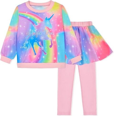 ملابس أطفال مكونة من قطعتين ملابس علوية أنيقة للفتيات بأكمام طويلة وبلوزات وسراويل رياضية، مجموعة ملابس الفتيات مقاس 4-9 in Kuwait