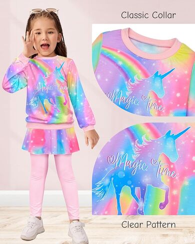 ملابس أطفال مكونة من قطعتين ملابس علوية أنيقة للفتيات بأكمام طويلة وبلوزات وسراويل رياضية، مجموعة ملابس الفتيات مقاس 4-9 in Kuwait