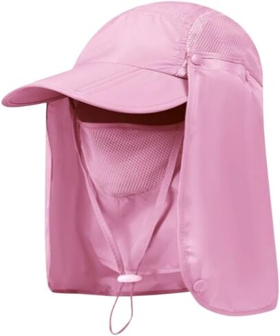 Foldable Sun Hats for Men Women Wide Brim UV Protection Fishing Hat Face Cover & Neck Flap Quick Drying & Ponytail-Hole in Saudi Arabia