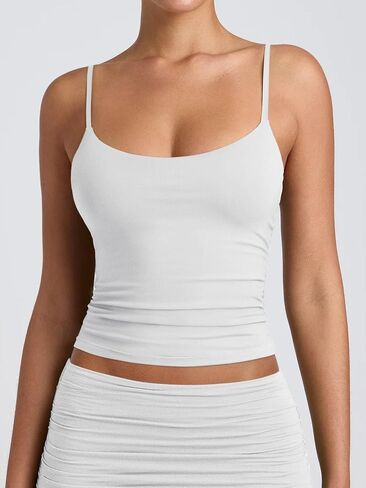 PINKMSTYLE Women's Basic Double Lined Scoop Neck Tank Tops Adjustable Cami Tank Summer Sleeveless Tops in Saudi Arabia