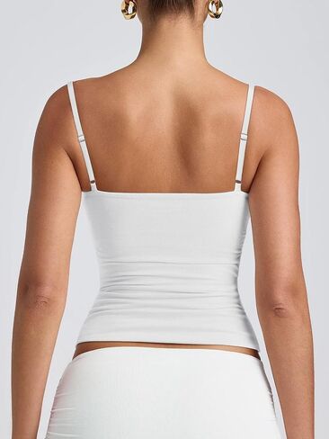 PINKMSTYLE Women's Basic Double Lined Scoop Neck Tank Tops Adjustable Cami Tank Summer Sleeveless Tops in Saudi Arabia