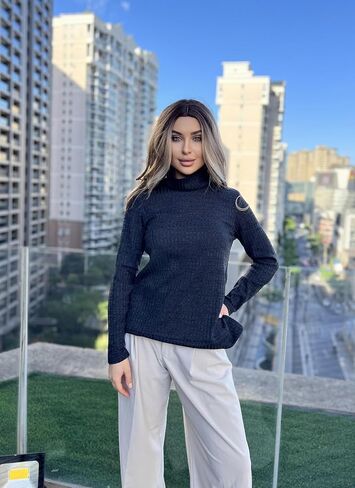Zeagoo Womens Knit Blouse Long Sleeve Pullover Shirt Tops Fall Casual Lightweight Turtleneck Tunic in Kuwait