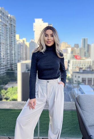 Zeagoo Womens Knit Blouse Long Sleeve Pullover Shirt Tops Fall Casual Lightweight Turtleneck Tunic in Kuwait