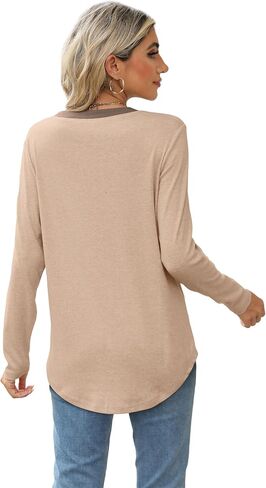 Besshopie Womens Long Sleeve Shirts Crewneck Casual Tunic Tops Fall Fashion Outfits in Kuwait