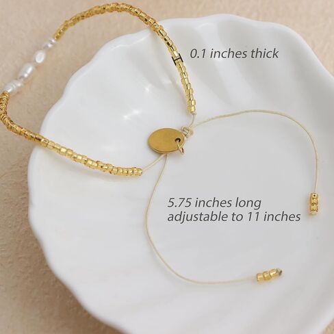 Gold Ball Beads String Bracelets for Women, Charm Handmade Adjustable Boho Braided Rope Friendship Bracelet Summer Beach Jewelry Gift in Kuwait
