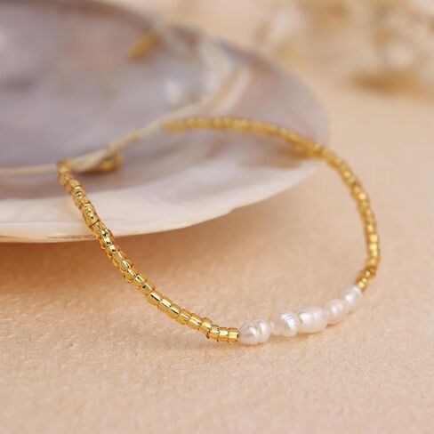 Gold Ball Beads String Bracelets for Women, Charm Handmade Adjustable Boho Braided Rope Friendship Bracelet Summer Beach Jewelry Gift in Kuwait