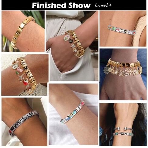 papasgix مجموعة سوار سحر إيطالي ذهبي وفضي مع سوار بداية، سحر متنوع وأدوات فتح، 9 مم وحدات أساور إيطالية ساحرة مصنوعة يدويًا قلادة هدايا مجوهرات (فضي أسود) in Kuwait