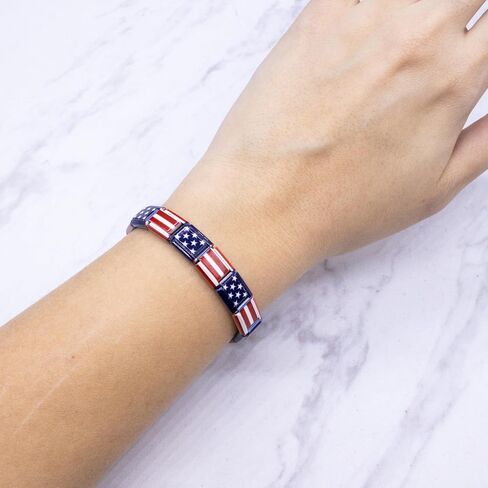 Fablinks Italian Charm Bracelet, 9mm Stainless Steel Flag Charms Link Bracelets for Women, Expandable Stretch Modular Country Nomination Jewelry for Men in Kuwait