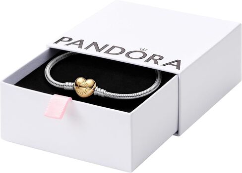 Pandora Moments Heart Clasp Snake Chain Bracelet - Charm Bracelet - Compatible Moments Charms - Comes with Gift Box in Saudi Arabia