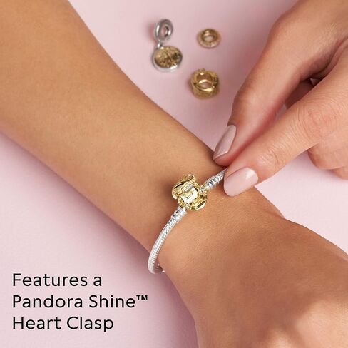 Pandora Moments Heart Clasp Snake Chain Bracelet - Charm Bracelet - Compatible Moments Charms - Comes with Gift Box in Saudi Arabia