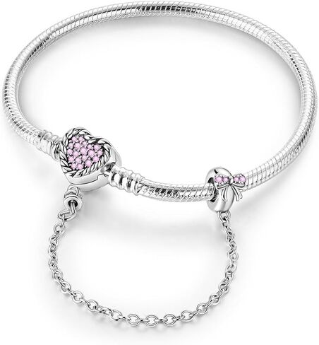 Parmuz 925 Sterling Silver Charms Bracelet for Women Love Heart Summer Ocean Iconic Moments Snake Chain Bracelet with 5A Cubic Zirconia Gift for Girls Mother Daughter in Saudi Arabia
