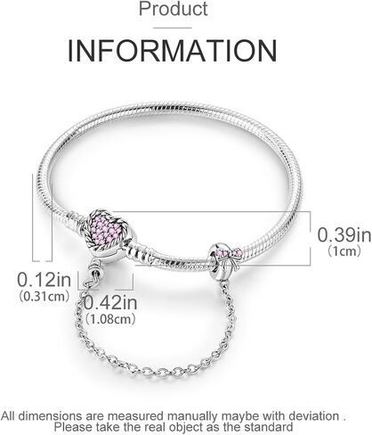 Parmuz 925 Sterling Silver Charms Bracelet for Women Love Heart Summer Ocean Iconic Moments Snake Chain Bracelet with 5A Cubic Zirconia Gift for Girls Mother Daughter in Saudi Arabia