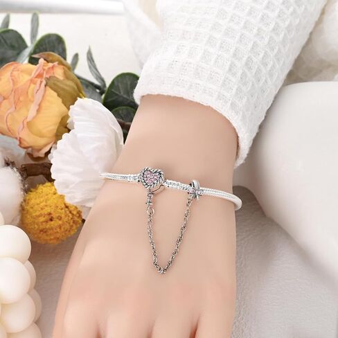 Parmuz 925 Sterling Silver Charms Bracelet for Women Love Heart Summer Ocean Iconic Moments Snake Chain Bracelet with 5A Cubic Zirconia Gift for Girls Mother Daughter in Saudi Arabia