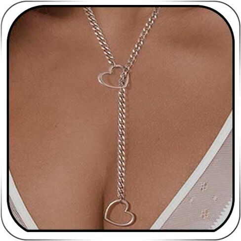 القلب O-حلقة زلة سلسلة قلادة الشرير الفولاذ المقاوم للصدأ الكوبي المختنق القوطي الوهق Y-القلائد مجوهرات للنساء in Kuwait