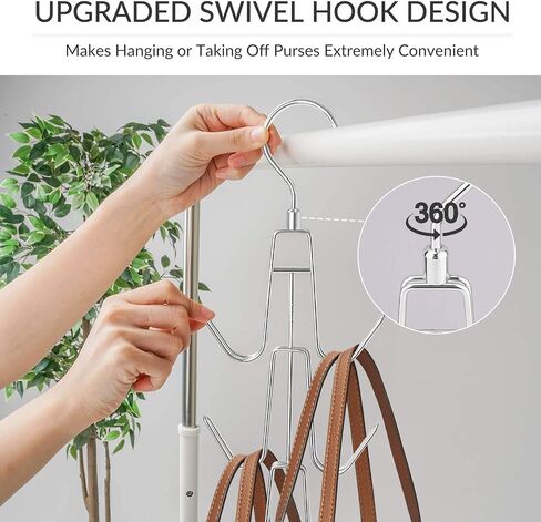 ZEDODIER Purse Hanger Organizer for Closet, 2 Pack Hanging Bag Holder, Keeping Purses Visible and in Good Condition, Metal Handbag Storage Hook Backpack Rack Space Saving Hanger, Silver in Saudi Arabia