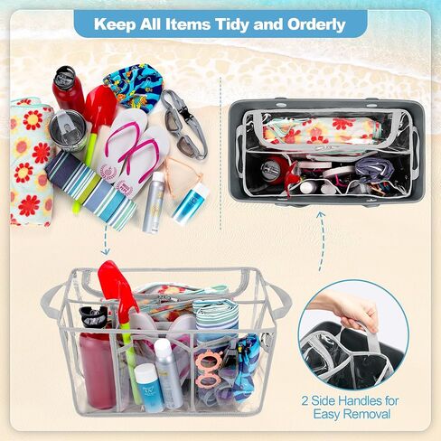 Clear Beach Bag Organizer Insert Compatible with Bogg Bag X Large, Waterproof Beach Bag Insert Divider Pouch, Beach Tote Bag Insert Organizer Liner 15.6 x 8.4 x 10.8 Inches, Gray in Saudi Arabia