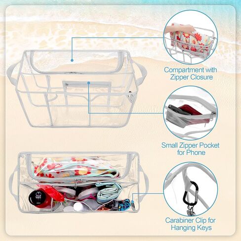 Clear Beach Bag Organizer Insert Compatible with Bogg Bag X Large, Waterproof Beach Bag Insert Divider Pouch, Beach Tote Bag Insert Organizer Liner 15.6 x 8.4 x 10.8 Inches, Gray in Saudi Arabia