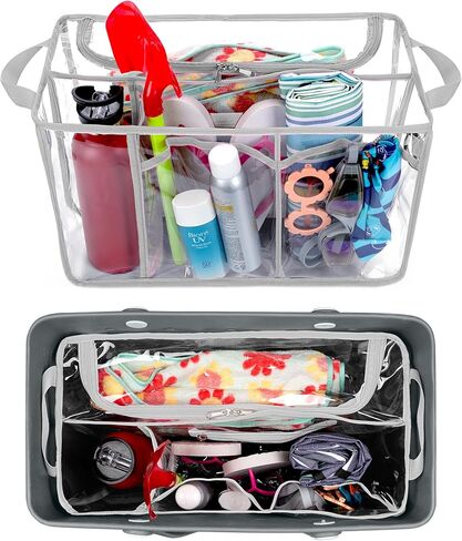 Clear Beach Bag Organizer Insert Compatible with Bogg Bag X Large, Waterproof Beach Bag Insert Divider Pouch, Beach Tote Bag Insert Organizer Liner 15.6 x 8.4 x 10.8 Inches, Gray in Saudi Arabia