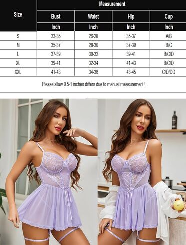 Avidlove الملابس الداخلية للنساء مثير الدانتيل بيبي دول شبكة قميص Boudoir Nighty مع حزام الرباط in Saudi Arabia