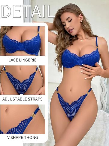 Donnalla Lingerie for Women Sexy Lingerie Sets Push Up Bra and Panty Sets 2 Piece Lace Underwire Bralette in Saudi Arabia