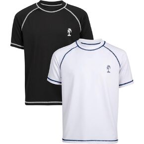 iXtreme Boys' Rash Guard Shirts - 2 Pack UPF 50+ Quick Dry Sand and Sun Protection Swim Shirts - Kids Swimwear T-Shirt (5-18)