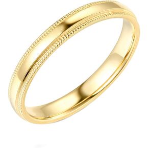 14k White or Yellow Gold 3mm Comfort FIT Plain Milgrain Wedding Band