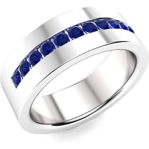 Diamondere Natural and Certified Gemstone Wedding Band Ring in 14k White Gold | 0.41 Carat 6.0 MM Band Ring for Mens, US Size 4 to 12