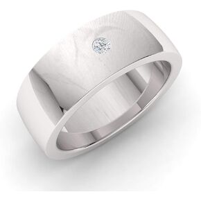 Diamondere Natural and Certified Diamond Wedding Band in 14k White Gold | 0.04 Carat Ring for Mens, US Size 4 to 9