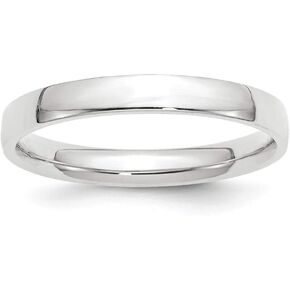 10K White Gold 3mm Comfort Fit Wedding Band Ring Sizes 4 to 14