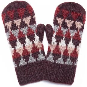 Women's Jaya Geometric Patterned Wool Handknit Winter Mittens