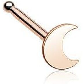 Covet Jewelry Rose Gold Dainty Crescent Moon Icon Nose Stud Ring