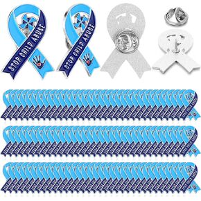 Giegxin Child Abuse Prevention Awareness Pin Child Abuse Awareness Brooch Products Blue Ribbon Pinwheel Lapel Pins for Child